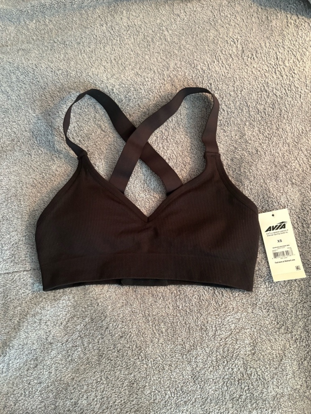 NWT Avia Seamless Rib Sport Bra Black Soot XS
